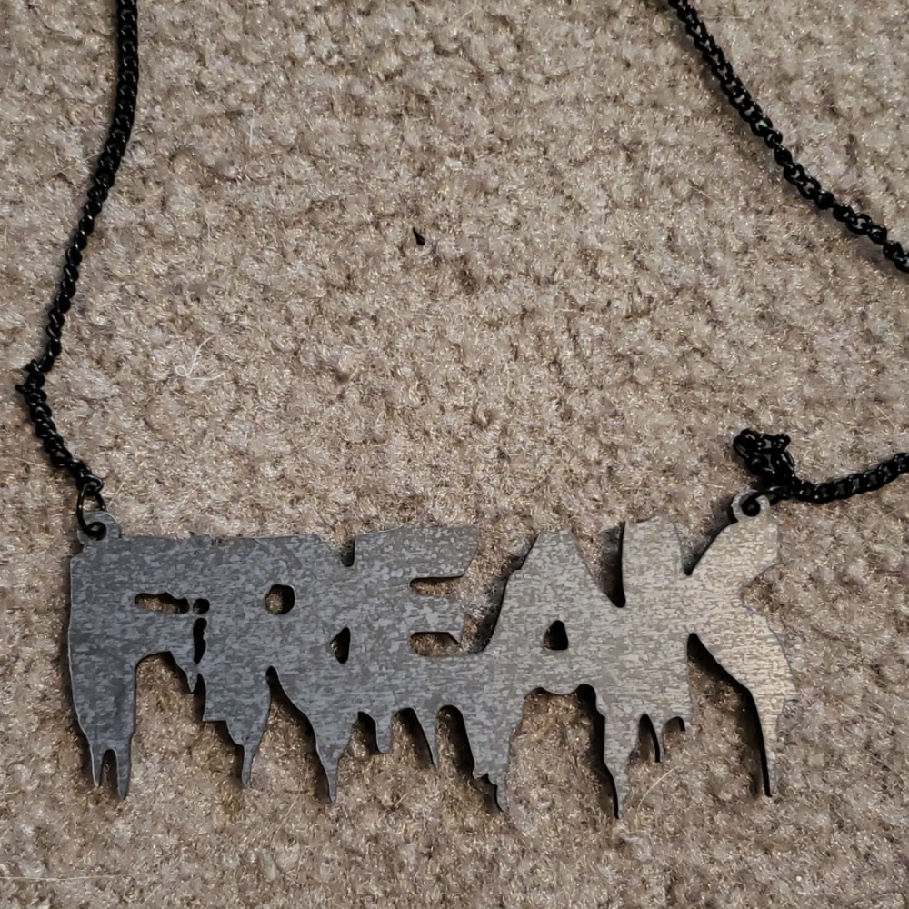 Freak goth necklace acrylic jet black